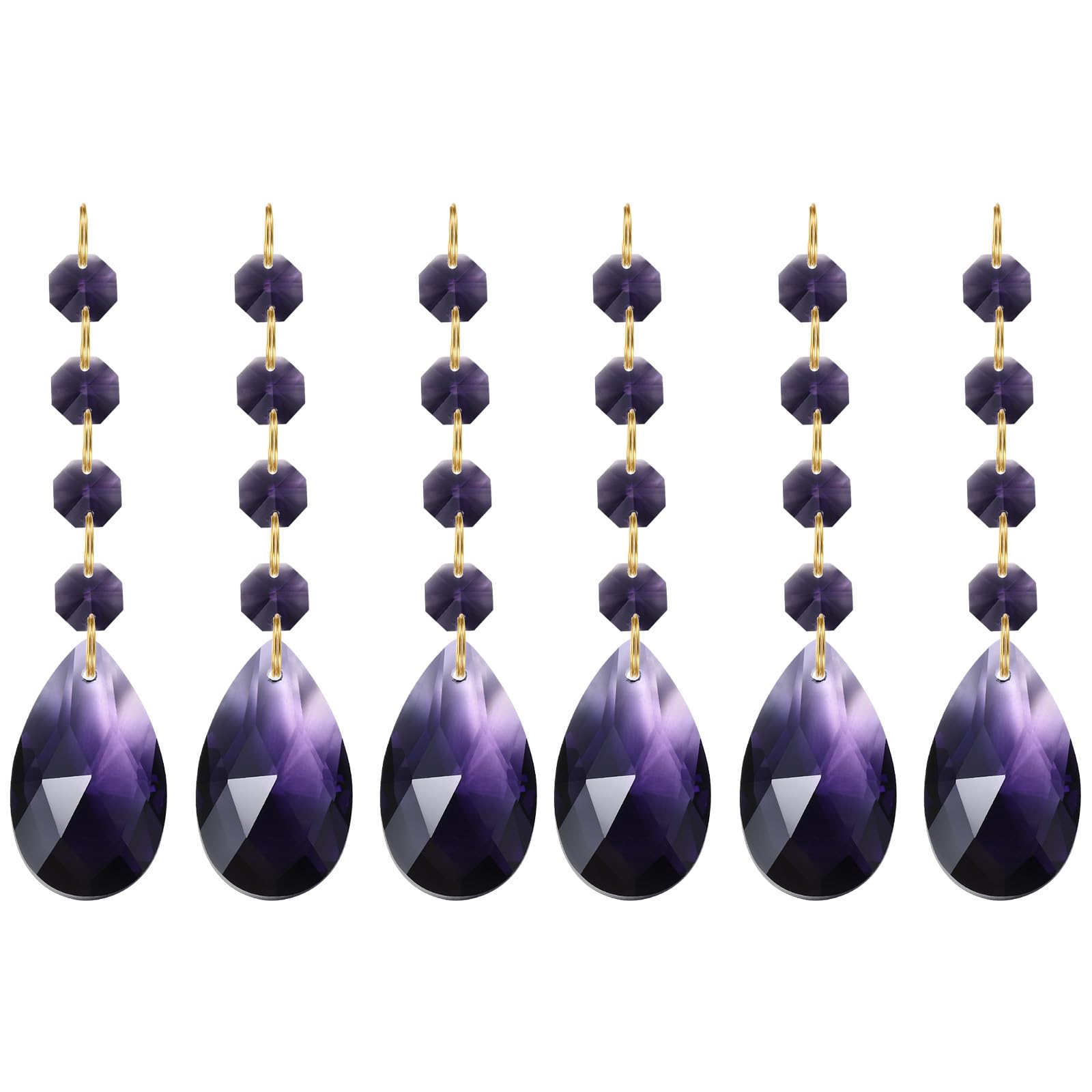 PATIKIL Teardrop Crystal Chandelier Pendants Beads, 6 Pack 120mm Length 38mm Chandelier Prisms Parts Ornaments Hanging Beads for DIY Arts Crafts Decoration, Dark Purple