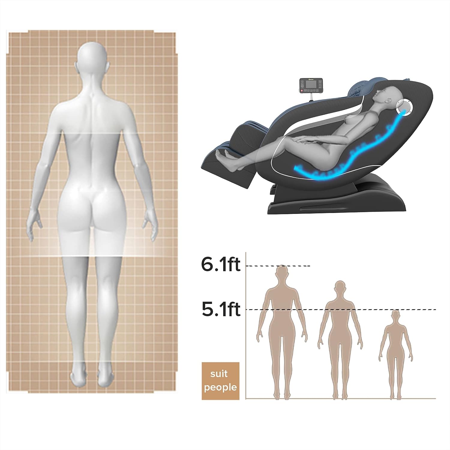 Real Relax 2020 Massage Chair, Thai Yoga Stretch 3D SL-Track Zero Gravity, Full Body Shiatsu Massage Chair with Tap, Bluetooth Heating and Foot Roller Massager (Blue): Furniture & Decor