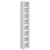 IRONCK Tall Narrow Bookshelf 8 Tiers, Compact Corner Bookcase, Easy to Match for Living Room, Office, Study, Bedroom, White