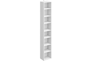 IRONCK Tall Narrow Bookshelf 8 Tiers, Compact Corner Bookcase, Easy to Match for Living Room, Office, Study, Bedroom, White