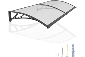 GUANSU-CN 48x60'' Window and Door Awning Exterior, UV/Rain/Snow/Sunlight Protection Sheet,UPF 50+ Polycarbonate Overhang Canopy,House Overdoor Awnings for Door Entrance Outside/Patio/Porch/Deck