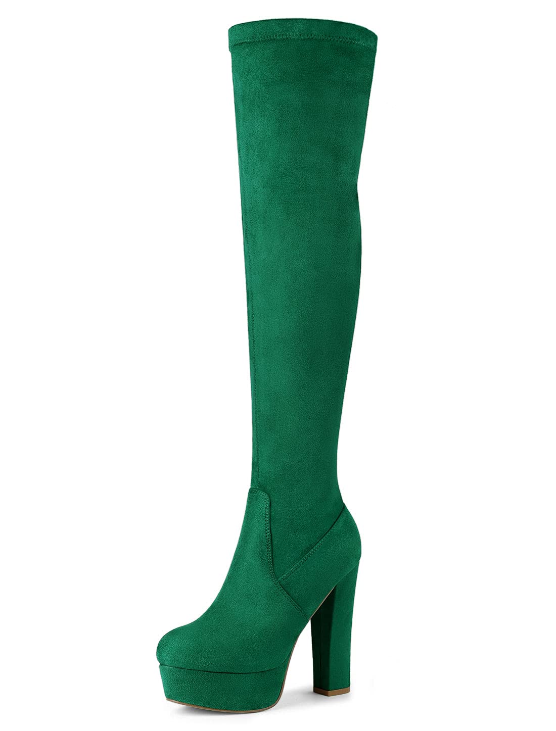 Photo 1 of Allegra K Women's Platform Block Heel Green over Knee High Boots - 8.5 M US