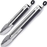 Tribal Cooking Kitchen Tongs - Metal Kitchen Tong Set - 9"and 12" Tongs With Silicone Rubber Grips, Small and Large…