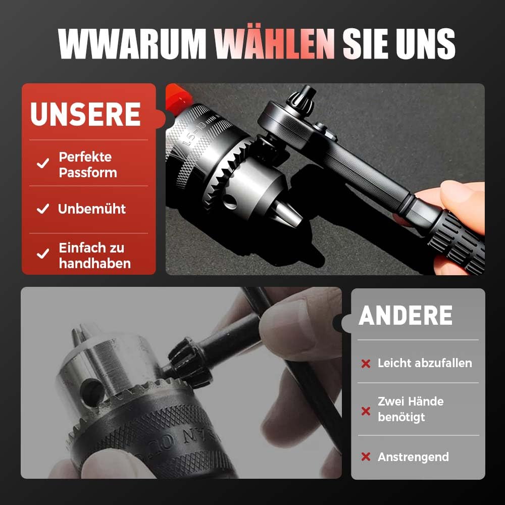 2 In 1 Ratsche, 12,7mm 17,5mm Doppelkopf Spannfutterschlüssel Ratschenschlüssel, Bohrfutterschlüssel Universal Bohrer Spannwerkzeug für Bohrhämmer, Schlagbohrmaschinen, Bohren Spannen (1Pcs) 4