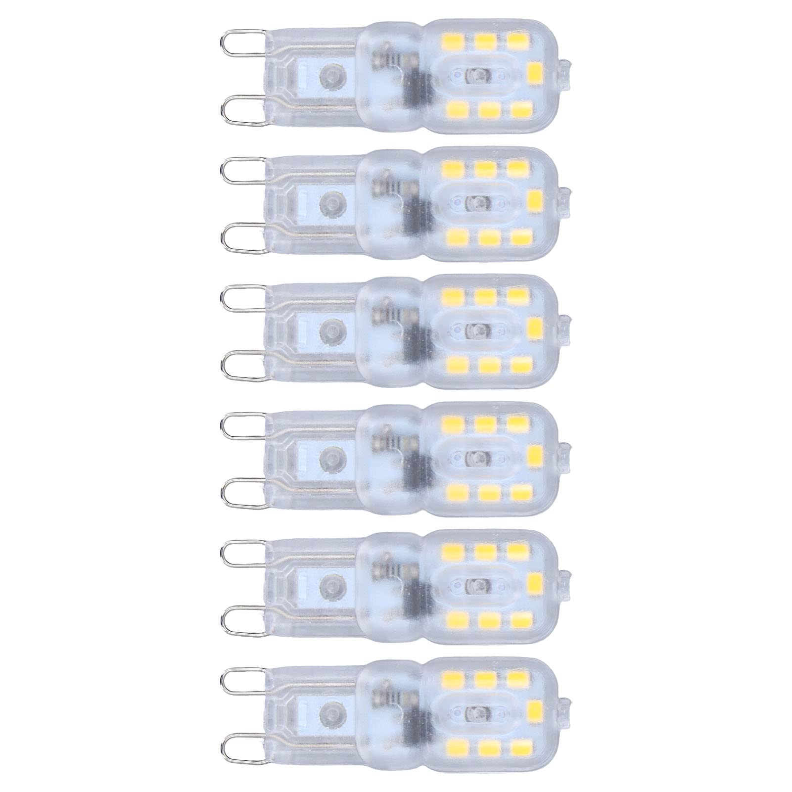 6 Dimmable LED Bulbs, G9 Bulb Energy Saving Eye Protection Small Quick Heat Dissipation Universal 3W for Table Lamp