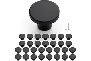 JOY DECOR 30 Pack Black Cabinet Knobs, Matte Black Kitchen Cabinet Knobs, 1-1/5 Inch Round Drawer Pulls, Kitchen Hardware for Dresser Drawers Closets
