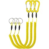 Lix&Rix Retractable Safety Coiled Lanyard with Aluminium Alloy Carabiner Clip, Black/Blue/Green/Red/Silver/Yellow