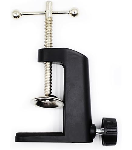 PATIKIL 2-Pack Desk Clamp – Adjustable C-Clamp Base, 0.49" Hole Diameter, Aluminum Alloy, For Microphone, Mic Arm, Table Lamp, Gooseneck (Black)