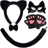 Thyrhntr Black Cat Costume Women Halloween Costumes Ears Headband Gloves Tail Cosplay - 6PCS(Cat)