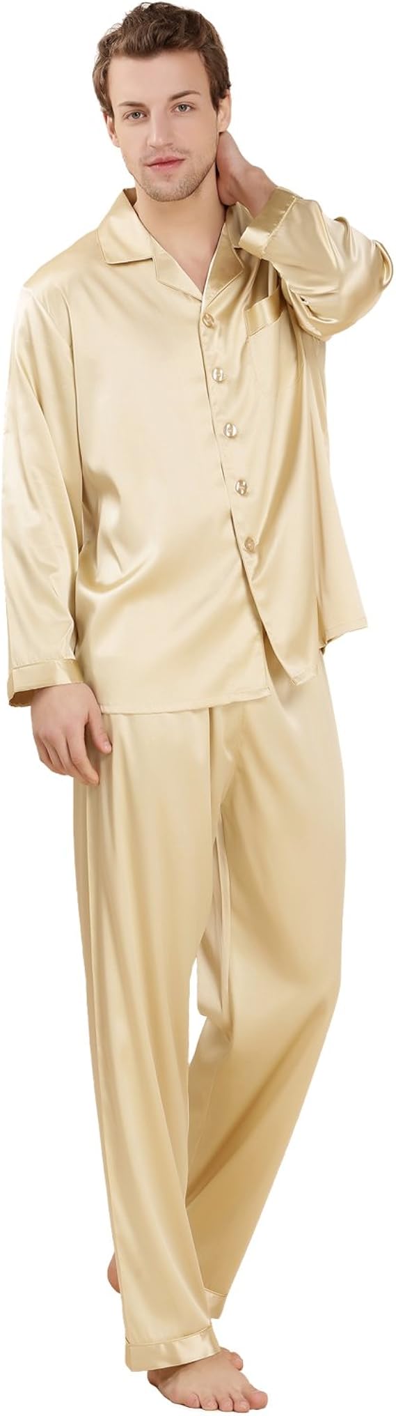 LoveSilk Men's 19 mm Silk Pajamas Luxury Sleepwear Gift at Amazon Menâs Clothing store