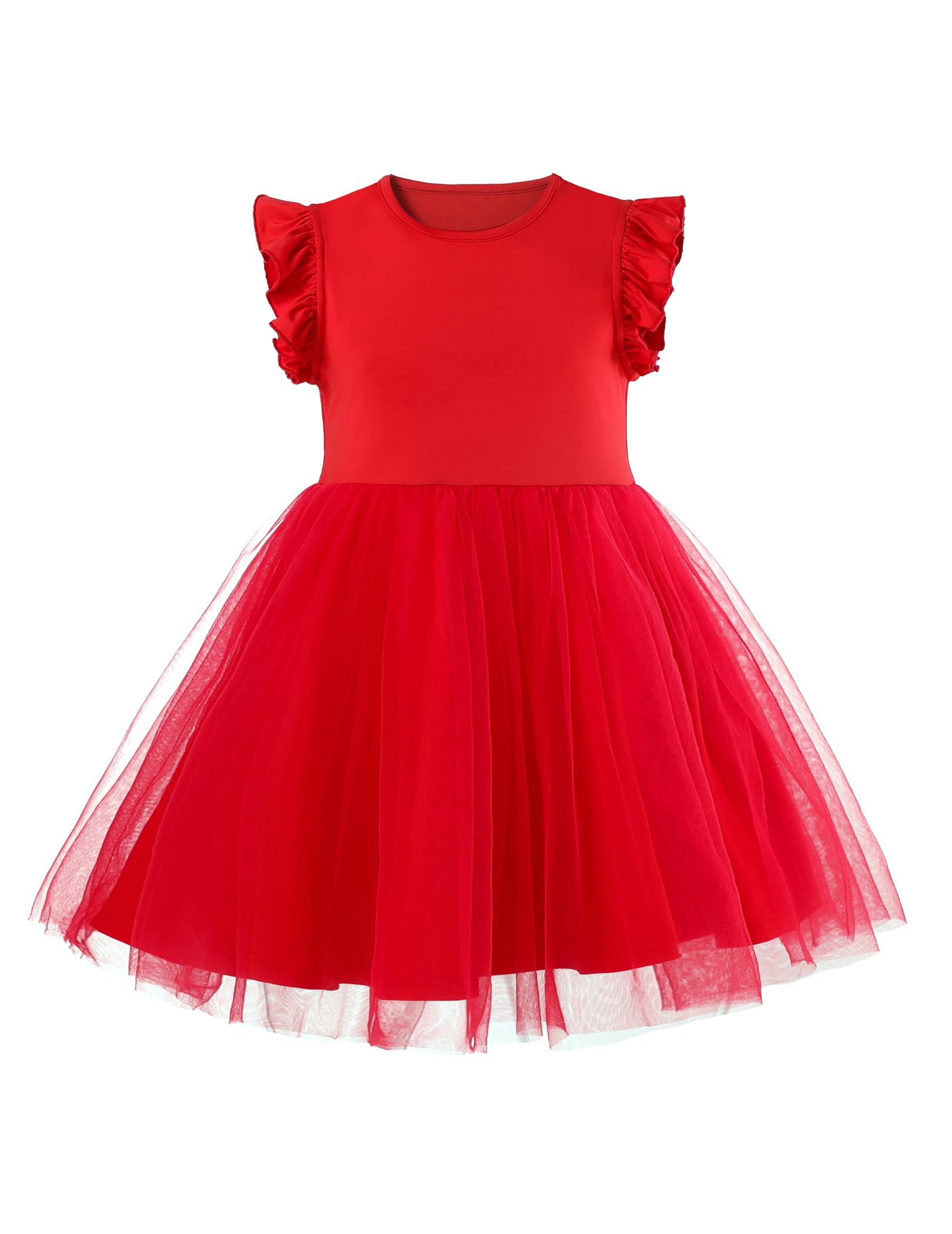 Photo 1 of Hvididan Toddler Tutu Dress Red, Size 6-7 Girls Ruffle Tulle Dresses Cute Summer Party Princess Sundress