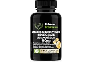 Belmont Botanicals Magnesium Bisglycinate 500 mg,100% Pure and Natural, 120 Capsules, Supports Bone and Muscle Functions, Veg