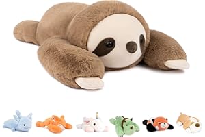 Niuniu Daddy 20" | 3.3 Pound Weighted Sloth Stuffed Animals for Adults & Kids & Baby, Large Brown Sloth Weighted Lap Animals Plush, Cute Weighted Stuffy Toy as Gift for Christmas Birthday Holidays