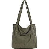 WantGor Women Corduroy Tote Bag, Large Shoulder Hobo Bags Casual Handbags Big Capacity Shopping Work Bag