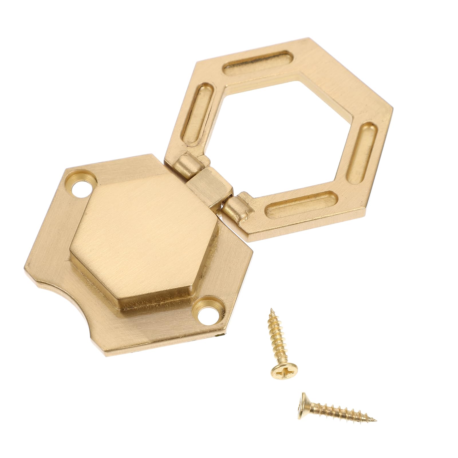 Veemoon 50mm Hexagonal Gold Kitchen Door Knobs Brass Cabinet Door Knob with Screws for Kitchen Cupboard Dresser Wardrobe Bathroom 1.97X1.97X0.39in