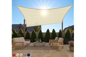 GORILLA GRIP Heavy Duty Sun Shade, UV Protection Fade Tear and Rust Resistant Rectangle Sunshade Canopy, Curved Edges Blocks Sunlight, Breathable Sail, Outdoor Patio, Lawn Garden, 8x10 FT Butter Cream