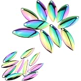 ZZHXSM 20PCS Lure Willow Leaf Blades 10 Small Sizes 10 Large Sizes Blade Type Metal Bait Spinner Blades Fish Attracting Reflective Flashing Blades Iridescent Colors Willow Leaf Noise Tablets
