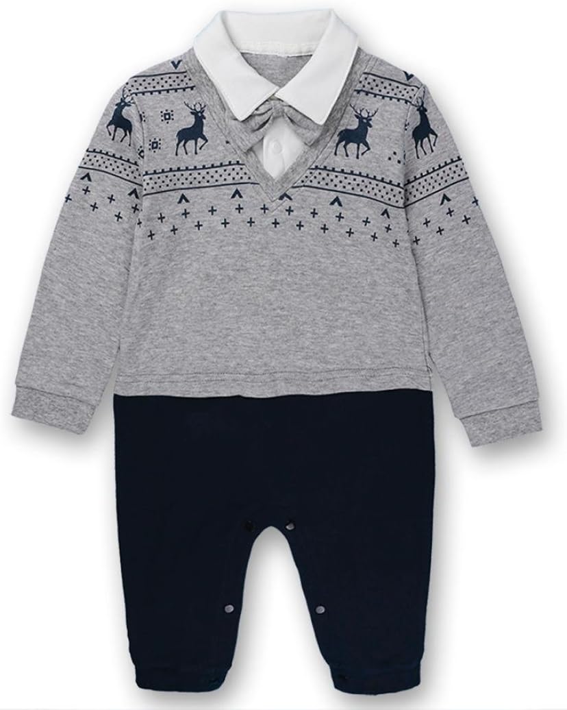 Baby Romper Jumpsuit, Dorame Newborn Boys Girls Long Sleeve Bodysuit Deer Print Romper Jumpsuit