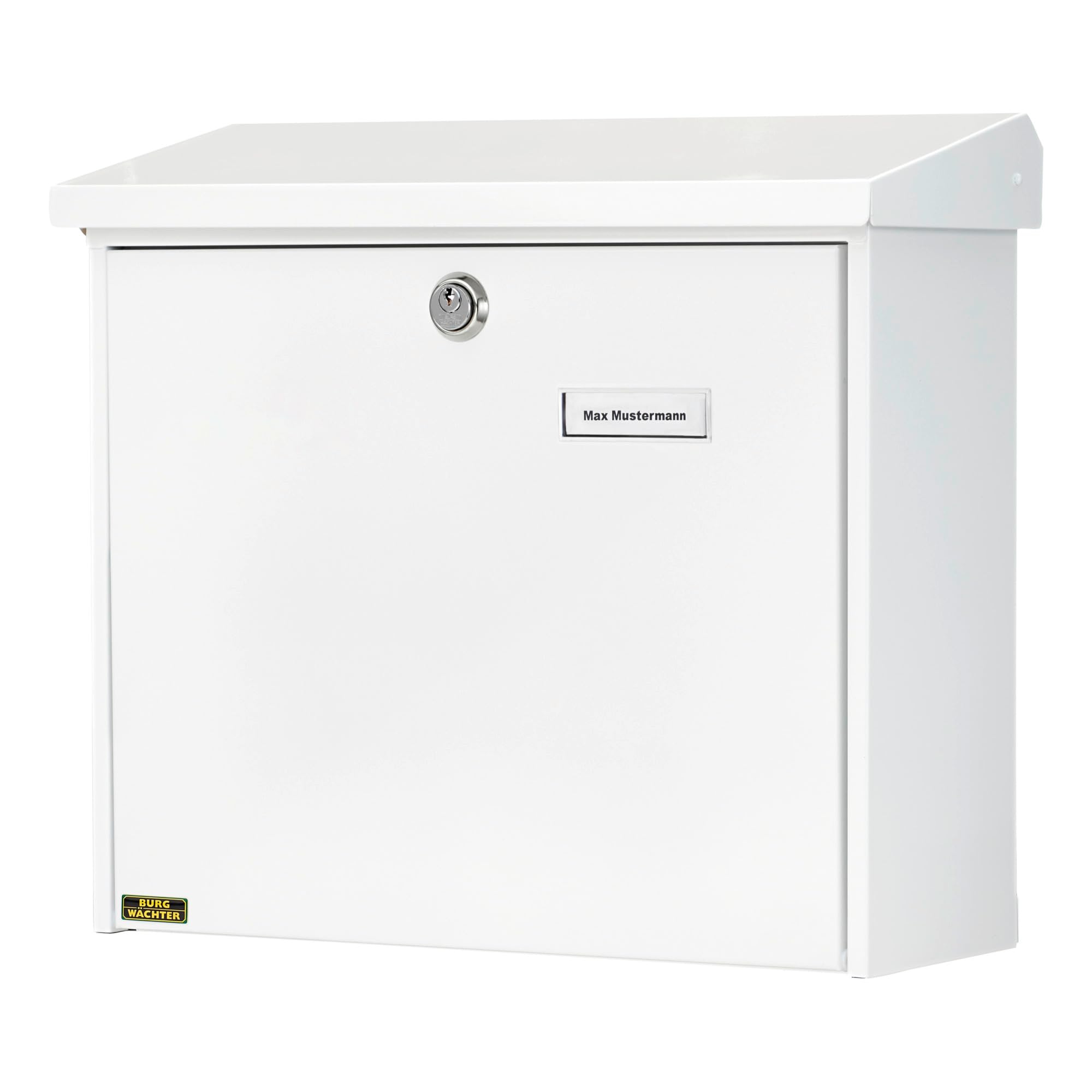 BURG-WÄCHTER Letterbox with Hinged Rain Canopy, A4 Throw-in Format, EU Norm EN 13724, Galvanized Steel, Comfort 913 W, White