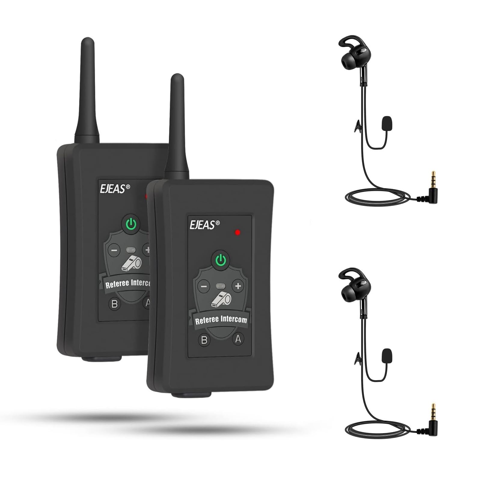EJEAS FBIM Professional Football Referee Bluetooth Intercom Headset Communication System, 1500M 4 Person Online Intercom, CVC Noise Reduction, IP65 Waterproof, with Armbag (2 Pack)