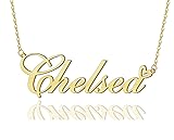 AOLO Chelsea Heart Name Necklace 18k Gold Plated