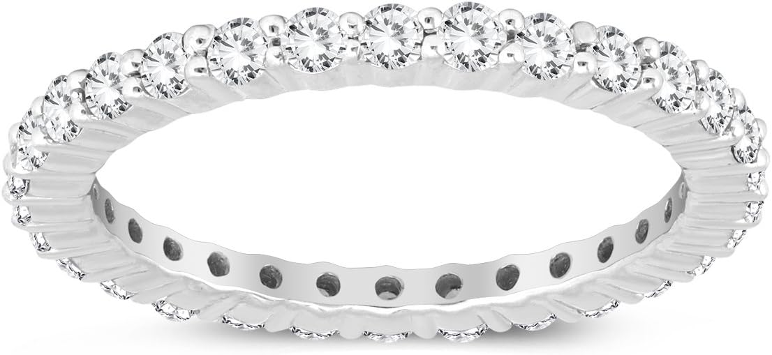 AGS Certified 1 Carat TW Diamond Eternity Band in 10K White Gold (K-L Color, I2-I3 Clarity)