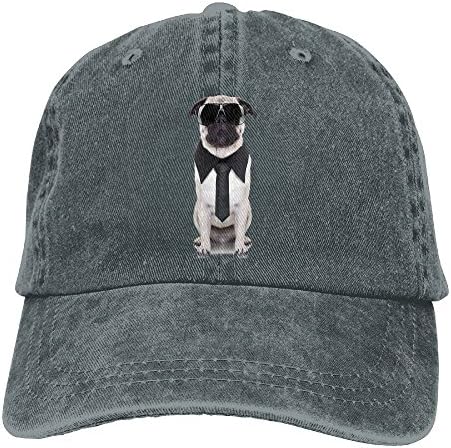 Pmaoutzl6468 Cool Looking Dog Tie and Big Fancy Black Sunglasses Funny Canine Anima Comfortable Cowboy Hat Headgear Asphalt