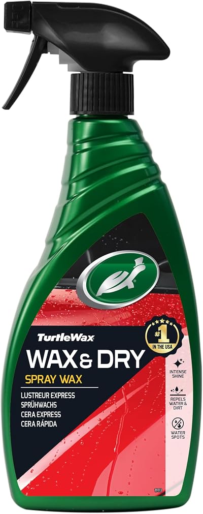 Turtle Wax Wax It Dry Car Spray Wax 500ml Carnauba Polymer Formula High-Gloss