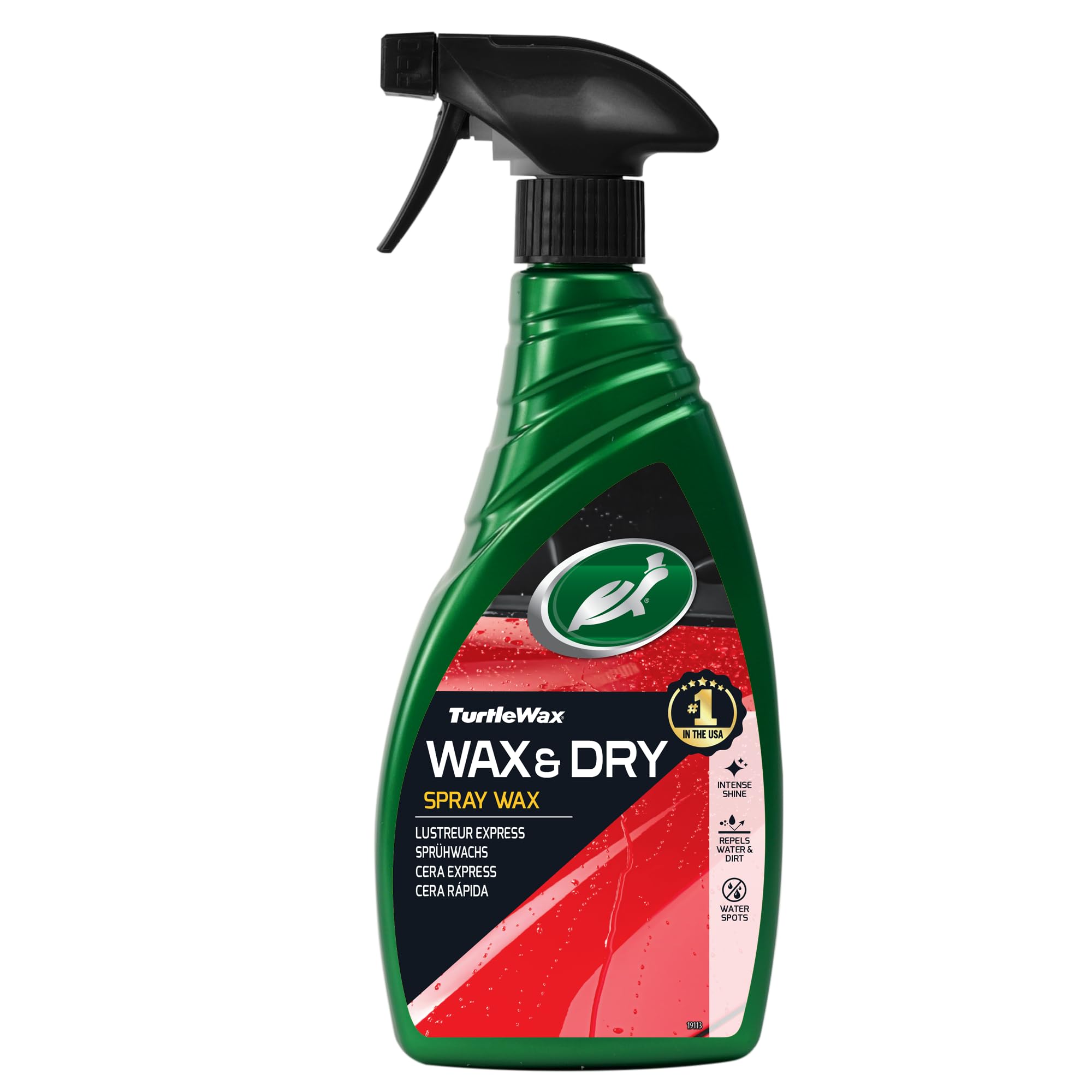 Turtle Wax 51800 Wax and Dry Car Spray Wax - 500ml, Easy One-Step Shine & Protection, Carnauba & Polymer Formula, Water Repellent, Streak-Free, High-Gloss Finish