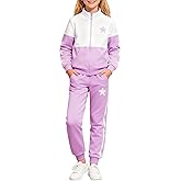 Klyatpxoen Girls Clothes 2 Piece Zip Up Sweatshirt & Pants Sweatsuit Set Fall Winter Outfits for Teen Tween Girls 6-12 Years