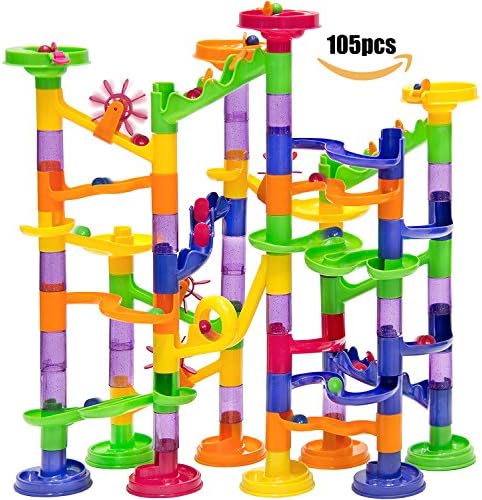 Marble Run Toy, PAPAIT 105pcs Marble Run Race Coaster Set Marble Run Railway Toys Construction Toys Building Blocks Set for Kids