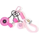 Dhdfisd Fitness Keychain Gym Lovers Enthusiast Gift Barbell Dumbbell Keychain Fitness Bag Water Kettle backpack Charms 