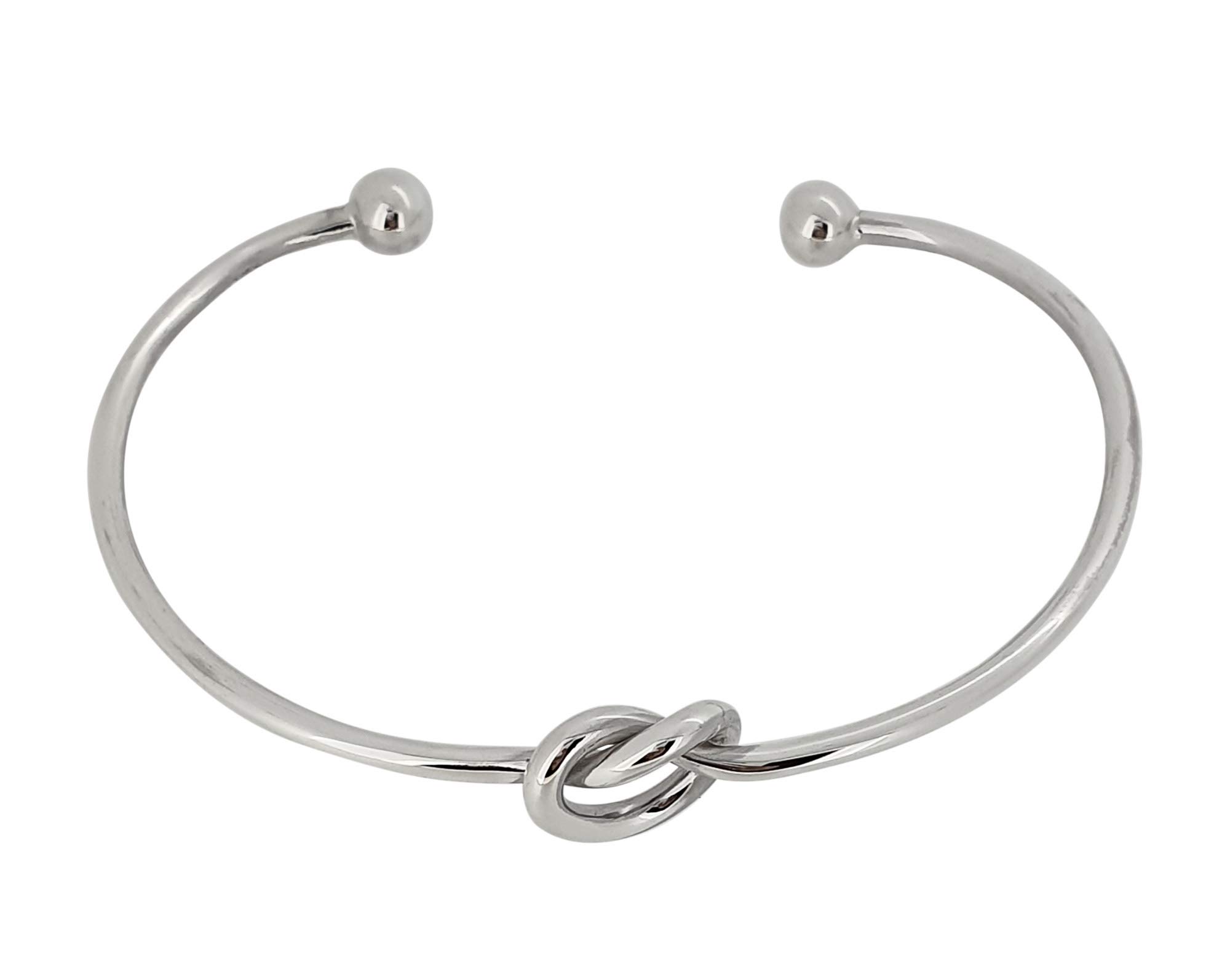 Treasure Bay Women's Sterling Silver Bangle Bracelet with Love Knot Detailing