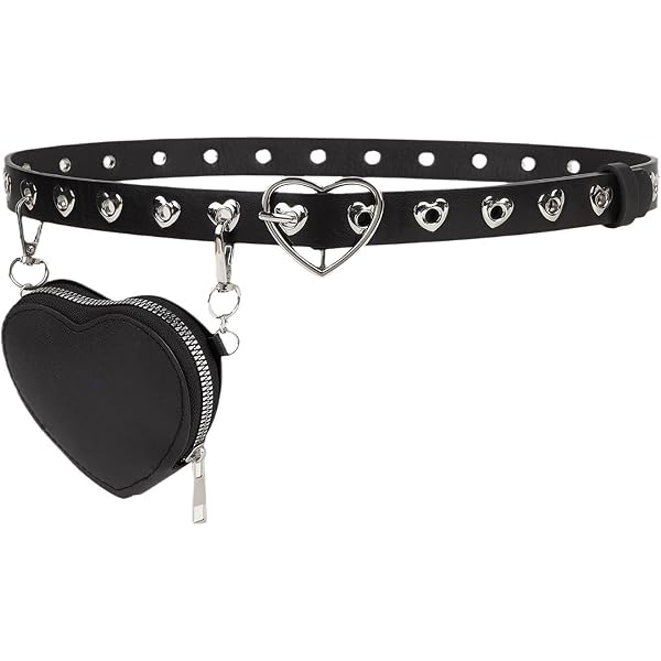 3938 Women Grommet Leather Belt Punk Goth Chain Waist For Jeans Dress HeiBai Xiong Goth Double Grommet Belt Vintage Punk Rock  main image 2