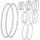 7 Pairs Gold Silver Large Rhinestone Hoop Earrings Set Big Sparkly 3-10cm Round Hoops Earrings Jewelry for Party Gift Wedding Date