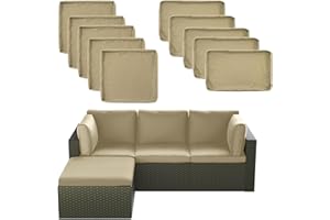 SUSIE'S GARDEN 9p Patio Cushion Covers Outdoor Patio Cushions Covers Replacement Waterproof with Zipper for 5 Pcs Patio Furniture Set, Slipcovers for Outdoor Cushions Covers Sand Yellow, Covers Only