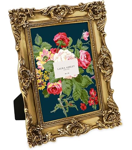 Amazon.com - Laura Ashley 5x7 White & Gold Flower Textured Picture