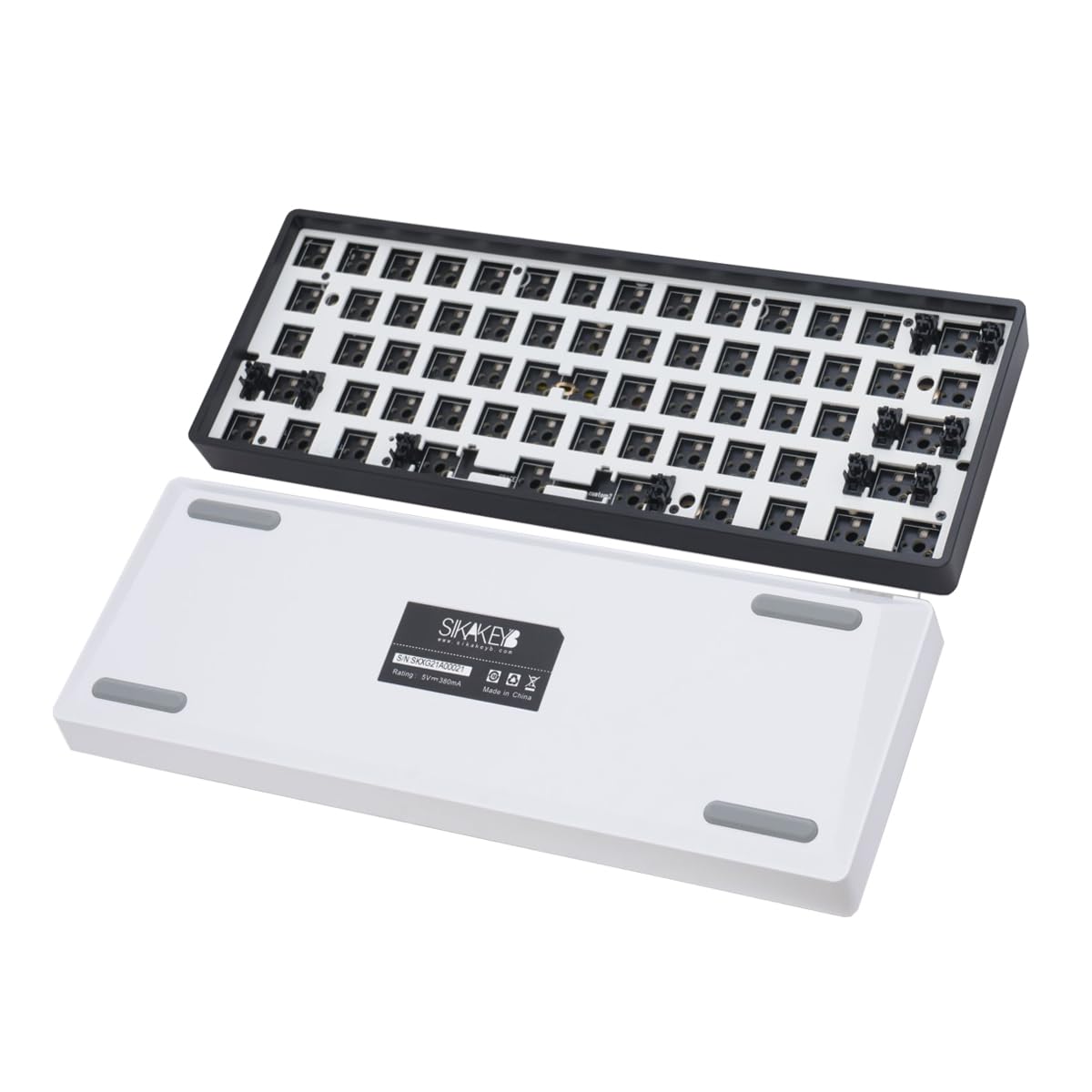 Photo 1 of Kusigssk 60% Custom Mechanical Keyboard Kit?61-Key Hot-Swappable 3-pin/5-pin Switch with Sound-Dampening Foam?RGB Backlit Gaming Keyboard DIY Kit – Compatible with Win/Mac(SK1 White)