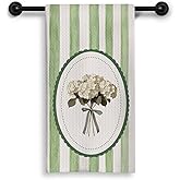 MKYFHSVGD Vintage Rustic Hydrangea Floral Kitchen Dish Towels, Green Striped Cottagecore Hydrangea Flower Botanical Decorative Hand Tea Towels for Kitchen Bathroom, 16x24 Inch