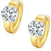 Sterling Silver Hoop Earrings, Hoops CZ Cubic Zirconia White Gold Plated Huggie Hoop Earrings for Women Gift 1.2 ct