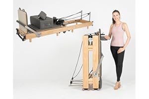 nexace Pilates Reformer Machine, Wood Foldable Pilates Machine Equipment for Home Workout