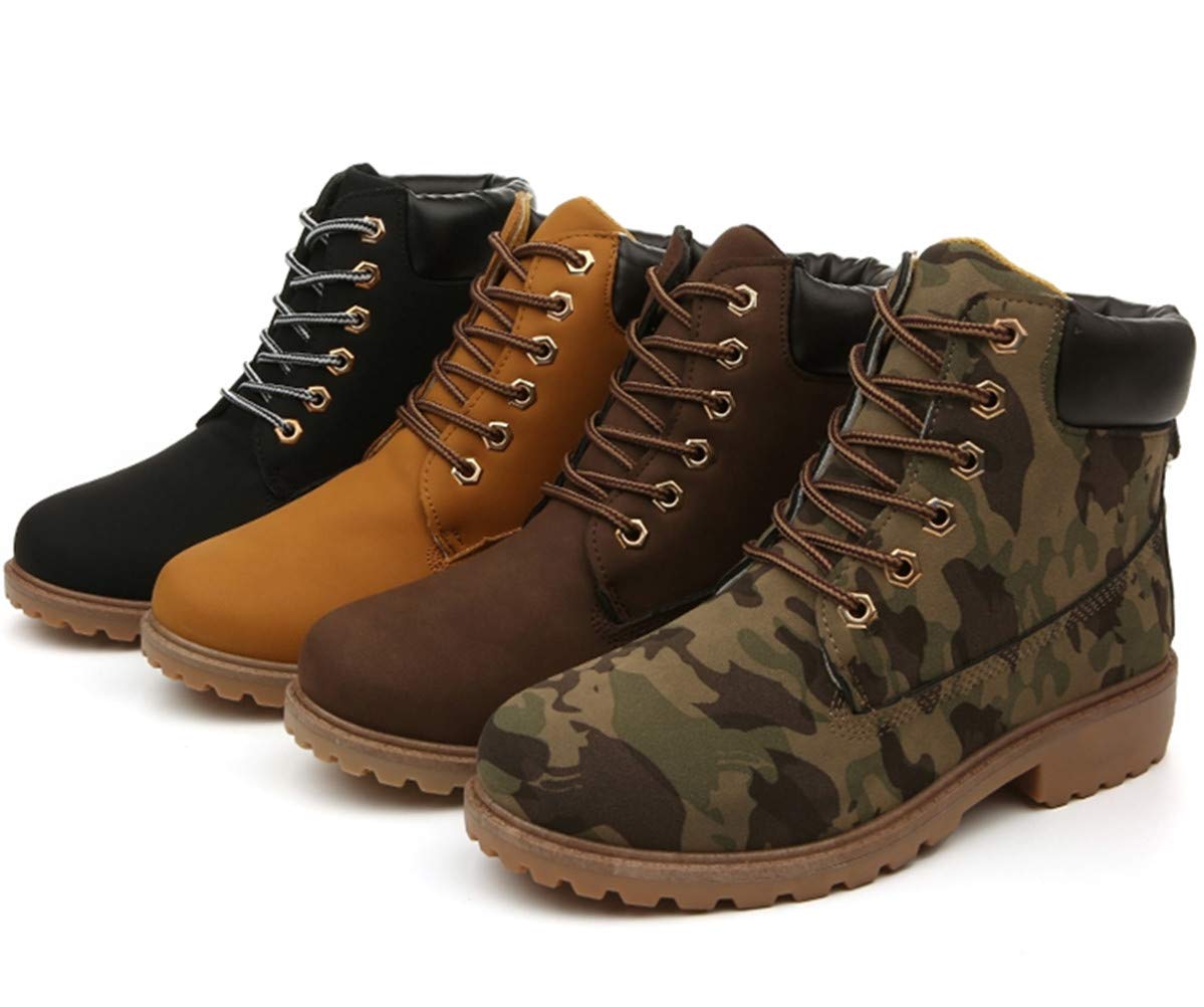 DADAWEN Women's Round Toe Waterproof Lace Up Platform Chunky Low Heel Work Combat Boots Fashion Ankle Booties - Image 3