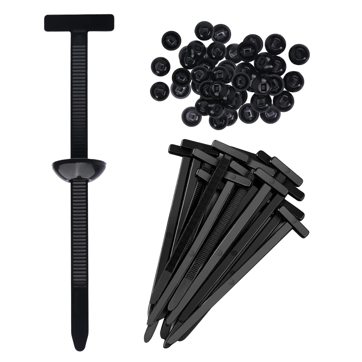 Photo 1 of 100 Pcs Nylon Universal Cable Tie Buckles, Snap-Fit Nylon Fastening Clips, Car Zip Tie Fixing Tools for Vehicle Repairs