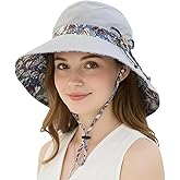KAICAILA Women Wide Brim Sun Hat Reversible Bohemian Outdoor Bucket Fishing Hats UV Protection for Hiking Beach Travel