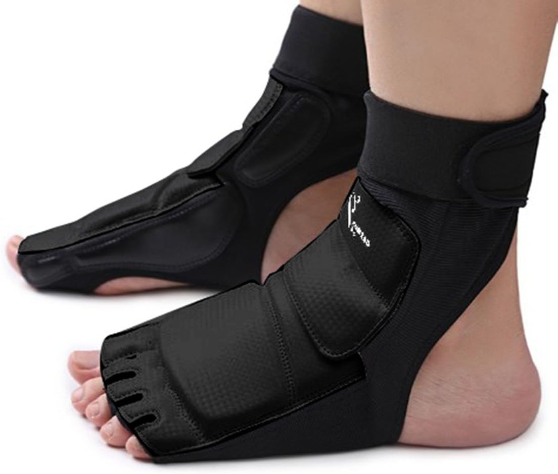 Wonzone Taekwondo Training Boxing Foot Gear Martial Arts Protector Sparring Gear Muay Thai Kung Fu Tae Kwon Do Feet Protector TKD Foot Gear Support for Men Women Kids Black : Sports & Outdoors