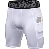 EAONLFP Men's Athletic Compression Shorts Spandex Running Workout Underwear Tight Shorts with Pockets Active Base Layer