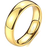 TIGRADE Titanium Ring 2mm 4mm 6mm 8mm 18k Gold Plated Wedding Band in Comfort Fit Dome Polished for Men Women Size 3-14