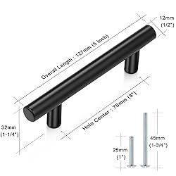 Probrico 5 Pack| Flat Black 3 Inch Center-to-Center