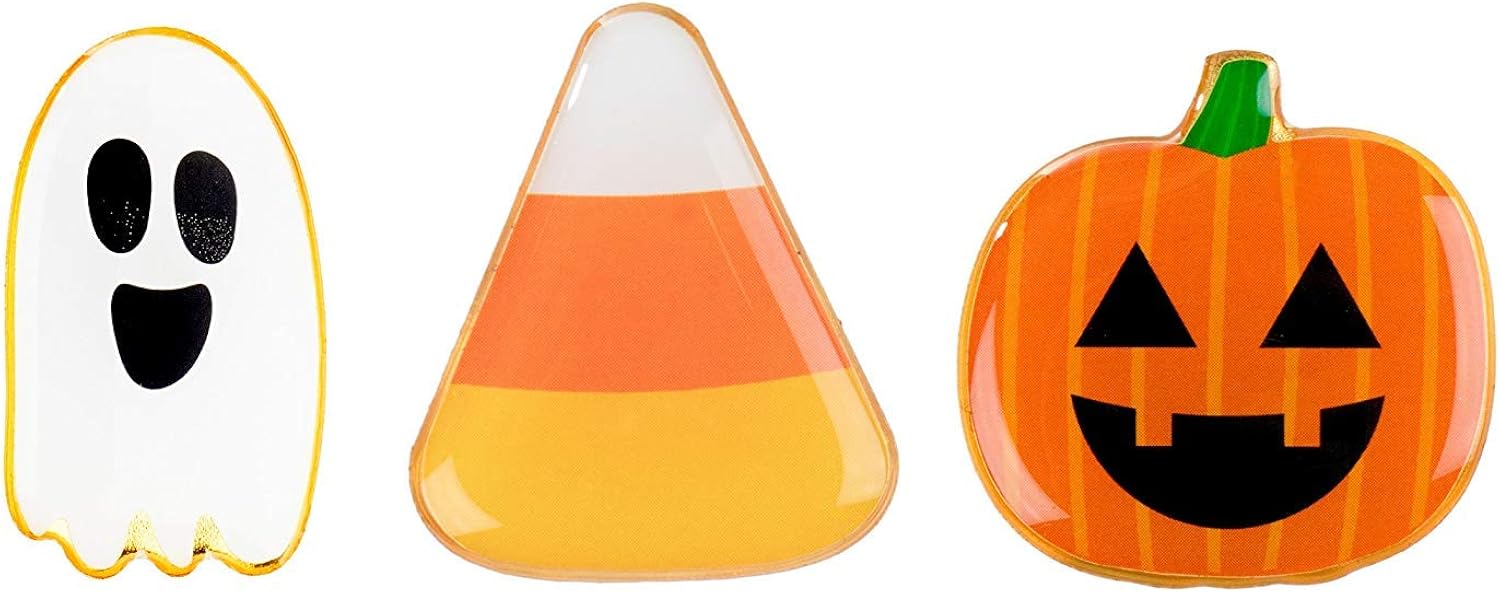 Halloween Pins - 24-Pack Enamel Pins, Lapel Pins for Halloween Costume Parties, Kids Party Favors, 6 Designs, 1.1 x 0.3 x 1.1 Inches: Clothing