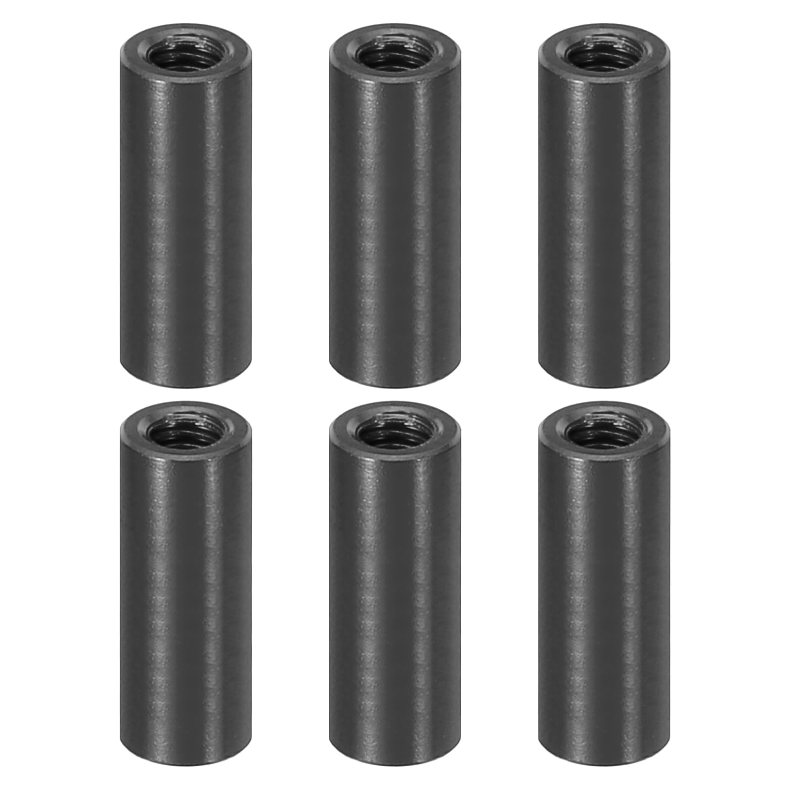 PATIKIL 6pcs M3 Metal Threaded Standoff Spacer Nuts, Round Aluminum Spacers Female Coupling Screws, 1/8" ID x 3/16" OD, Black, (15mm L) โ image 1